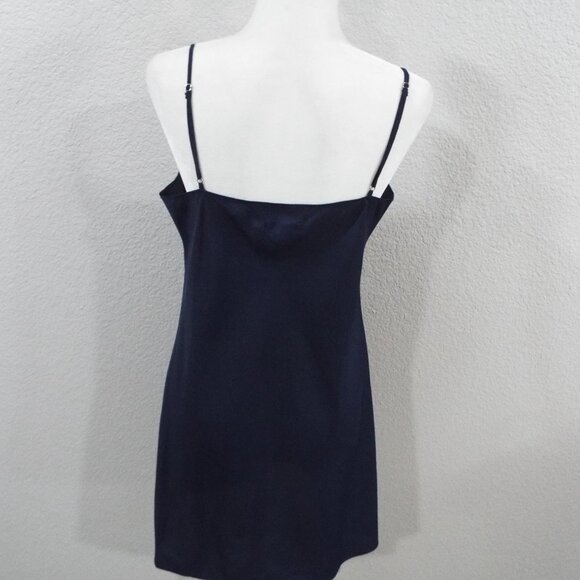 J Crew Navy Mini Navy Satin Slip Dress Adjustable Straps Sweetheart Neck Size 10 - Picture 6 of 10